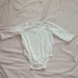 Old Navy White and Pink Polka Dot Baby Bodysuit